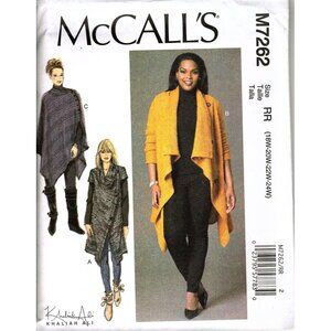 McCall's M7262 Womens 18W to 24W Khaliah Ali Sweater Coats and Poncho Pattern